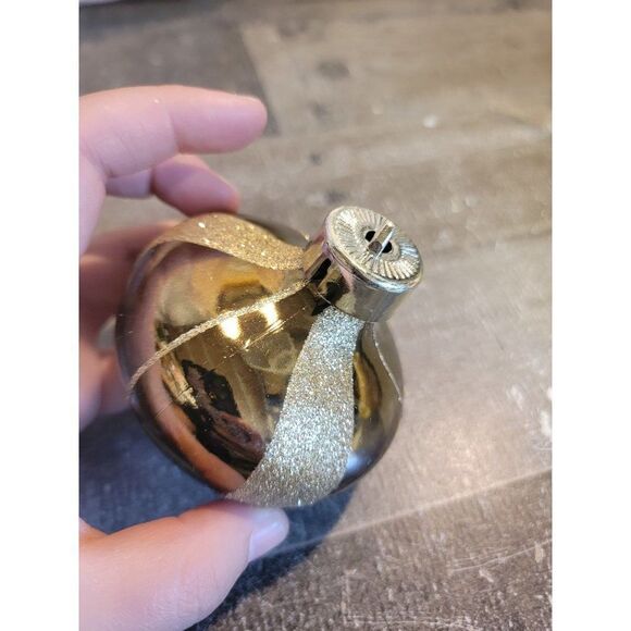 Pointed blown glass Brown glitter gold ornament Xmas decor - Picture 3 of 5